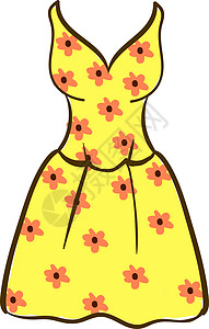 黄色女孩裙子 插图 白色背景的矢量背景图片