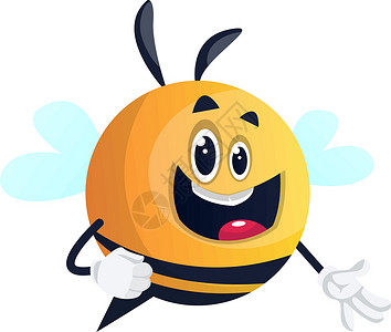 长着快乐脸孔的蜜蜂 插图 白色背景的矢量高清图片