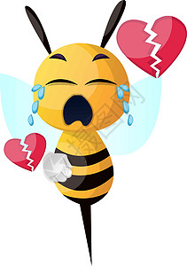 心碎的蜜蜂 插图 白背景上的矢量背景图片