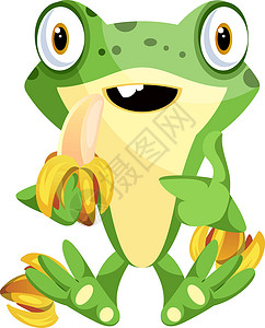 食用香蕉 插图 白上矢量的可爱卡通青蛙叶子高清图片素材