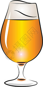 啤酒杯一杯橙汁啤酒矢量或彩色图案插画