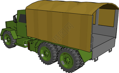 军用卡车矢量或彩色图解的不同部位背景图片