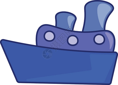 蓝色大玩具船矢量图或彩色图案背景图片