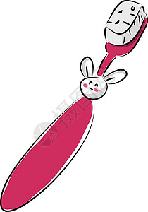 兔子嘴向量插图上有兔子的儿童用粉红牙刷设计图片