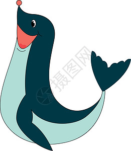 加拉帕戈斯群岛白色背景上的微笑蓝皮海豹矢量插图插画