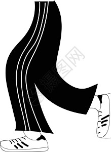 女士运动鞋白边上黑色和白色的轨迹图解颜色矢量插画