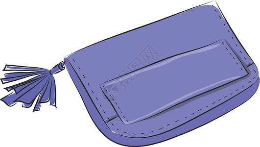 手插口袋的女孩紫色孩子钱包 白面包上插口式矢量插图插画