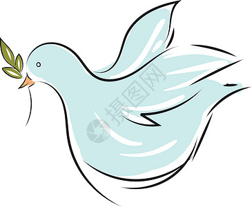 圣鸽保佑和平以浅蓝鸽的白色背景显示矢量插图插画