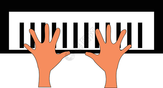 手点键盘双手在钢琴键键盘向量插图上插画