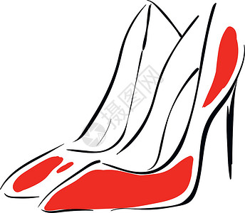 红高跟鞋红高脚跟鞋对等的红高后跟鞋插图插画
