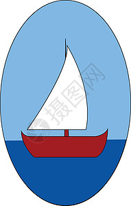 白色背景上的海上矢量插图上的红船背景图片