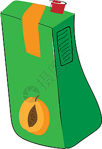 水果包装盒白色背面绿色的杏仁果汁矢量插图套件插画