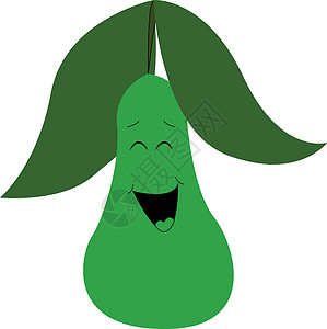 青啤梨白色背景上的快乐绿梨插图矢量插画