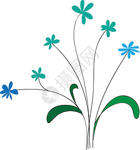 白色背景上的小蓝花插图矢量背景图片