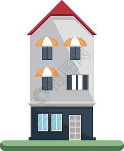 卡通白色建筑与红色屋顶矢量街道城市房子商业房屋插图建筑学背景图片