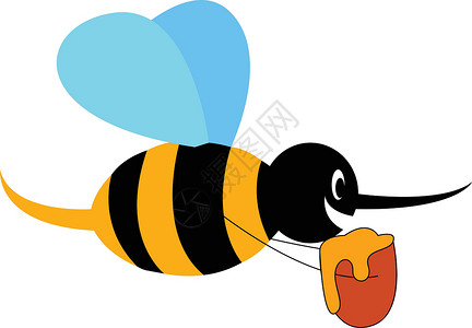 白色背景上的卡通蜜蜂矢量图解背景图片