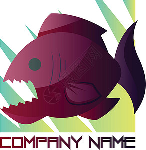 可怕食人鱼白色背面的深粉红和紫皮拉哈矢量标识设计设计图片