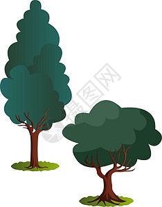 白色背景上的几棵绿树矢量图花园环保全球行星地球世界3d生长生物插图背景图片