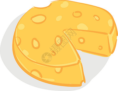 黄色圆形奶酪矢量或颜色插图背景图片