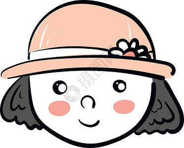 看起来就是时尚穿粉红色帽子的女孩看起来可爱的矢量或颜色插图插画