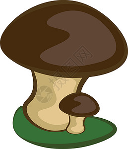 深棕色可爱的妈妈和宝宝卡通蘑菇矢量或彩色图案设计图片