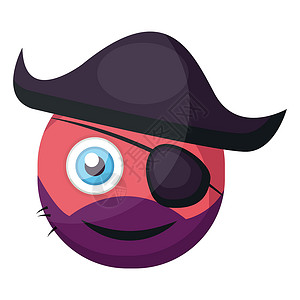 带眼罩和海盗帽矢量 il 的海盗粉色圆形表情符号高清图片