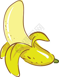一种健康的剥开的黄色香蕉矢量图或彩色插图背景图片