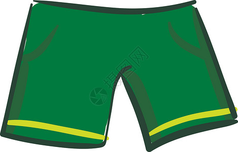 绿色运动短裤矢量或颜色插图背景图片