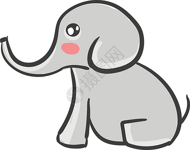 一个可爱的小象矢量或彩色插图背景图片