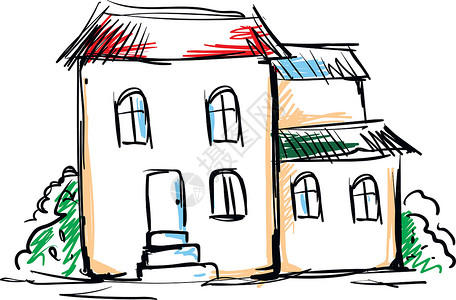 房屋矢量或彩色图案的草图背景图片
