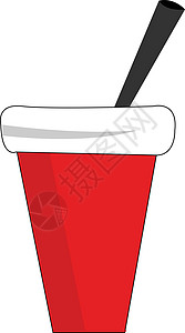 方便的杯子矢量或彩色插图上的红色饮料背景图片