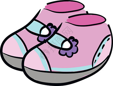 灰粉色婴儿粉色鞋矢量或颜色插图的剪贴板插画