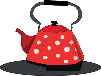 山区茶地红色茶壶/茶锅/晚上零食的剪贴板插画