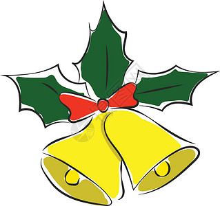 武汉关钟声卡通新年人造钟声绑丝带圣诞钟声为 12 月插画