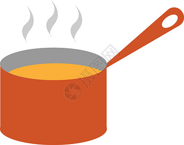 从一个巨大的红色平底锅矢量或 co 蒸汤的剪贴画背景图片