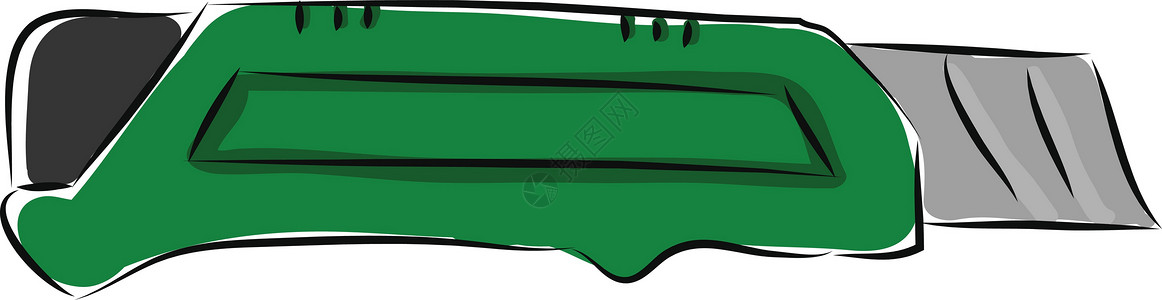 带绿色手柄插图矢量的可提取开刀刀背景图片