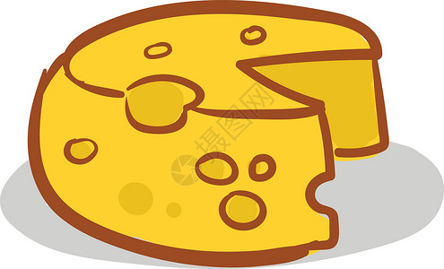 老鼠咬大块圆形黄奶酪 向量或背景图片