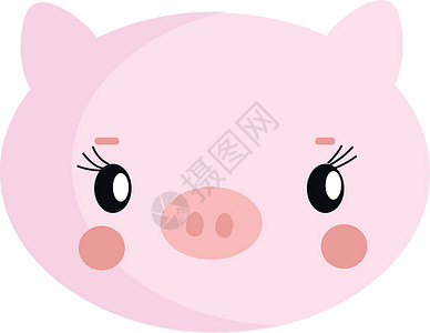 粉红猪可爱猪手画设计 插图 白色背面矢量设计图片