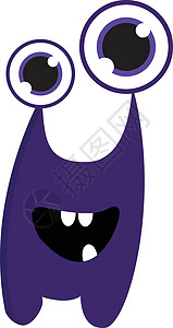 三足紫色怪物 矢量或颜色图解背景图片