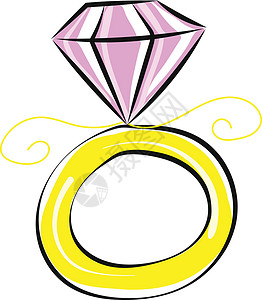 夺目订婚钻戒钻石环 矢量或颜色图示的图像设计图片