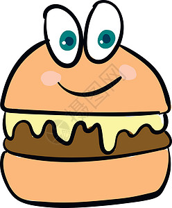 卡通汉堡包快乐汉堡 矢量或颜色插图设计图片