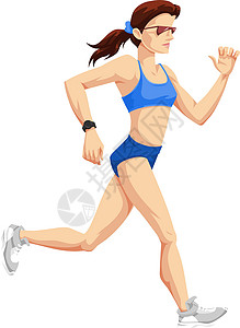 马尾辫女孩女人运行颜色它制作图案女士女孩跑步竞争慢跑慢跑者手表娱乐蓝色锻炼设计图片