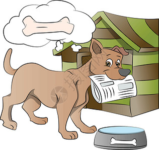 狗狗食物持狗狗 报纸 插图设计图片