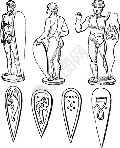 诺曼盾牌和西西里青铜器复古雕刻背景图片