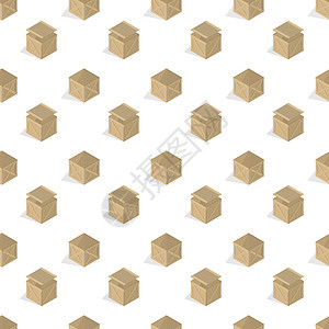 一组木箱矢量插图的无缝背景仓库木头商业店铺商品包装棕色平台船运货物背景图片