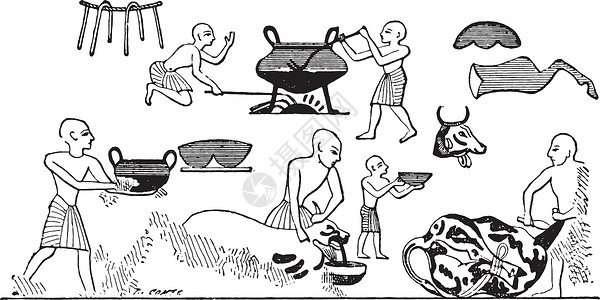 埃及厨师 古代雕刻背景图片
