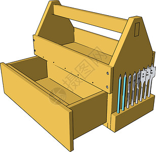 黄色工具箱 插图 白背景矢量背景图片