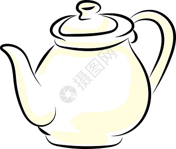 茶壶绘画 插图 白色背景的矢量背景图片