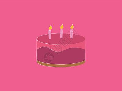 白色背景上的粉色蛋糕插画矢量甜点糕点食物背景图片