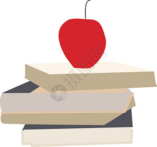 书上的苹果苹果在盒子上 插图 向量在白色背景插画